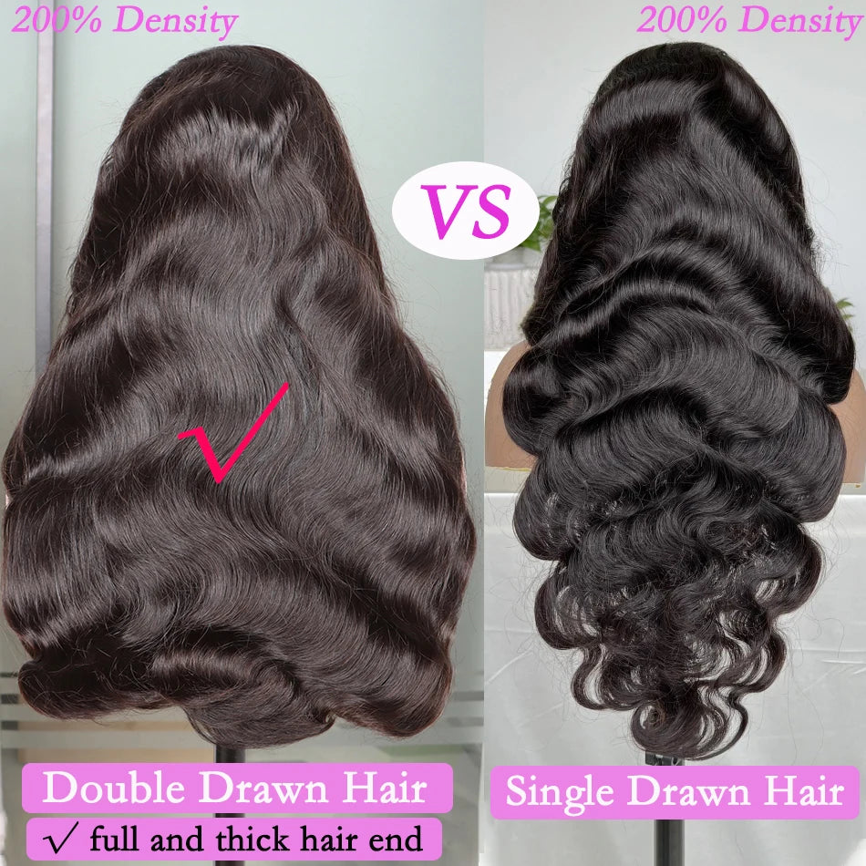 Super Double Drawn Human Hair Wigs HD Lace Body Wave 13x4 Lace Frontal Wig 200 250% Density Vietnamese Raw Virgin Hair For Women
