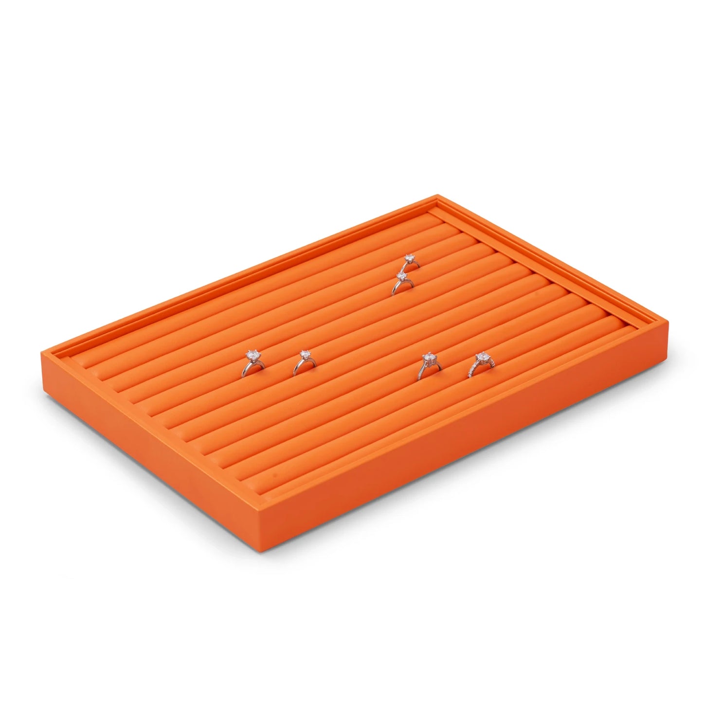 Oirlv New Luxury Orange Leather Stackable Jewelry Tray Jewelry Drawer Organizer Trays Rings Earrings Storage Display Props