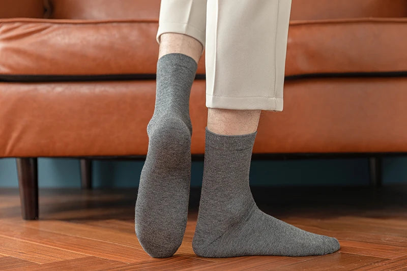 10 Pairs New Men's Cotton Socks Black Business Men Socks Soft Breathable Autumn Spring for Male White US6-10