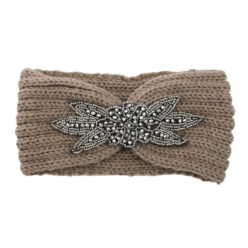 Knitted Rhinestone Butterfly Headband - Fashionable Hair Accessory