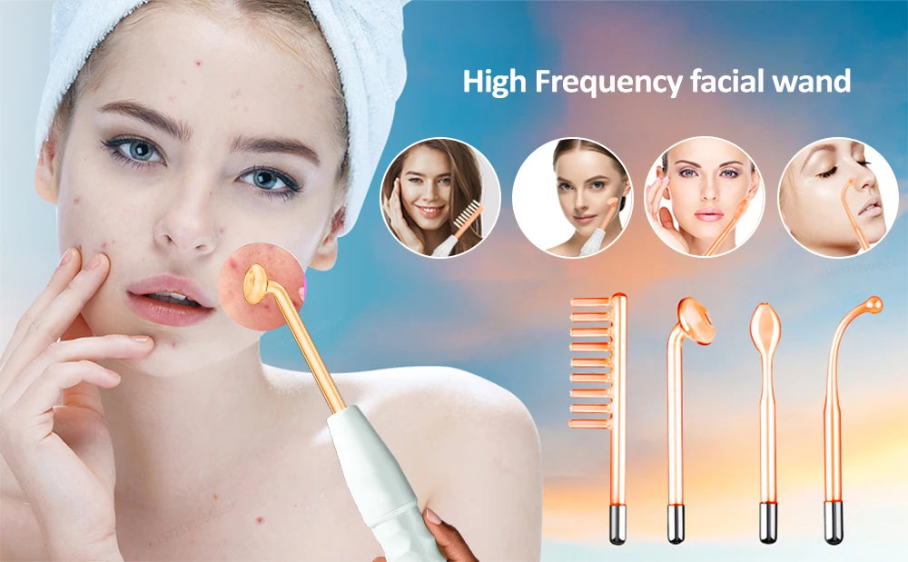 Portable High Frequency Facial Machine Skin Therapy for Face Acne Massage Skin Rejuvenation Tightening Wrinkle Reducing Tool