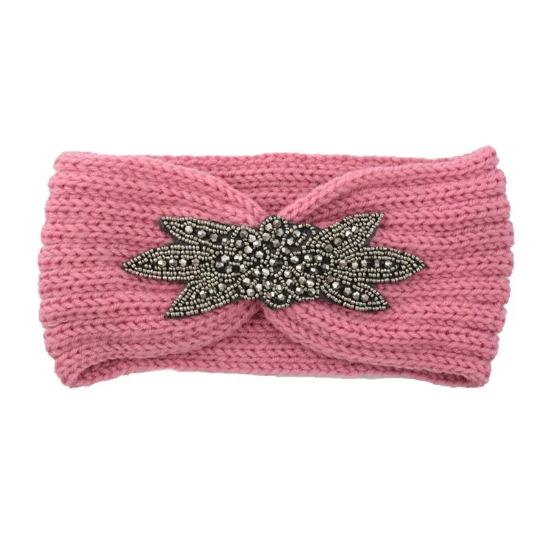 Knitted Rhinestone Butterfly Headband - Fashionable Hair Accessory