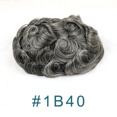 Realistic Men's Toupee Durable NPU Bond Gray Male Human Hair Prosthesis Capillary System Natural Hairline Comfortable Fine Mono