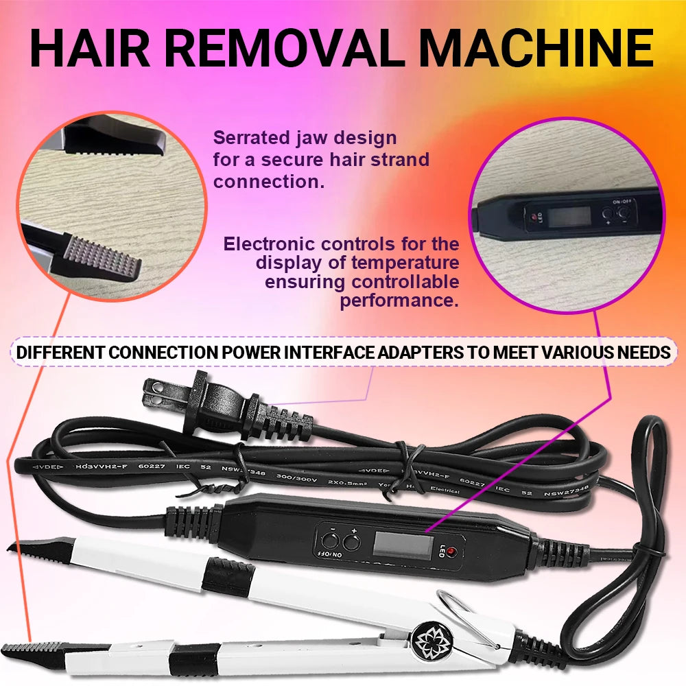 Professional UV Light Hair Extension Kit Complete Tool Set with UV Glue and Remover Machine - High-Quality Salon Styling Tools