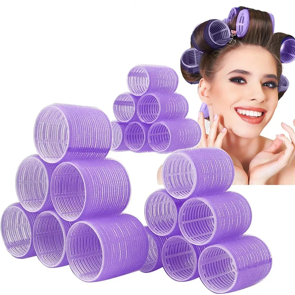 New 6Pcs/Bag Hair Rollers Self Grip Hooks Hair Curlers Heatless Rollers Salon Dressing Curlers Sticky Hair Styling Tools Jumbo