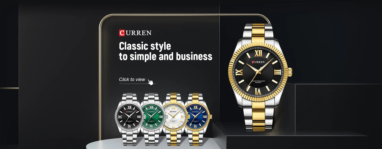 CURREN 8453 Men's Quartz Watch Fashionable Elegant Waterproof Luminous Stainless Steel Strap Business Men's Watch reloj hombre