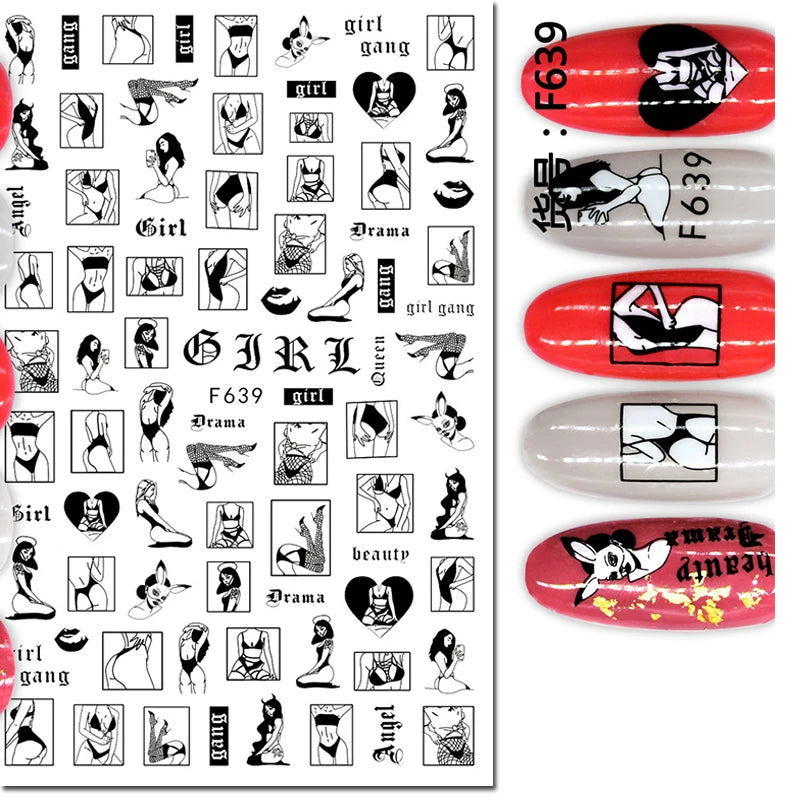 3d Pink Hearts Balloon Valentine Day Love Letters Nail Art Stickers Adhesive Sliders Nail Decals Decoration Manicure Accessories