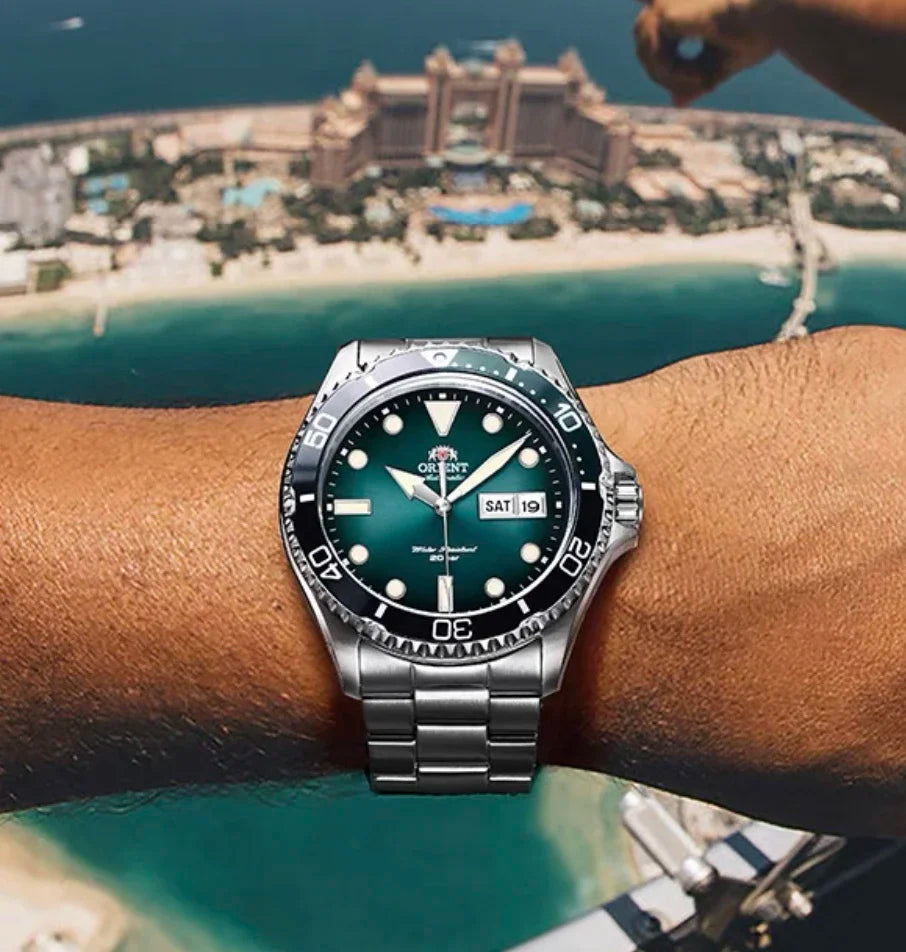 Orient Double Lion Fully Automatic Mechanical Watch Men's Green Water Ghost Watch Men's Diving Watch Original Imported 1:1