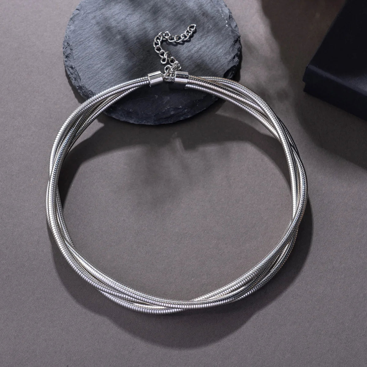 Minar Punk Twisted Three Layers Snake Chain Necklace for Women Man Unisex 18K Gold Silver Mix Color Metal Herringbone Chokers