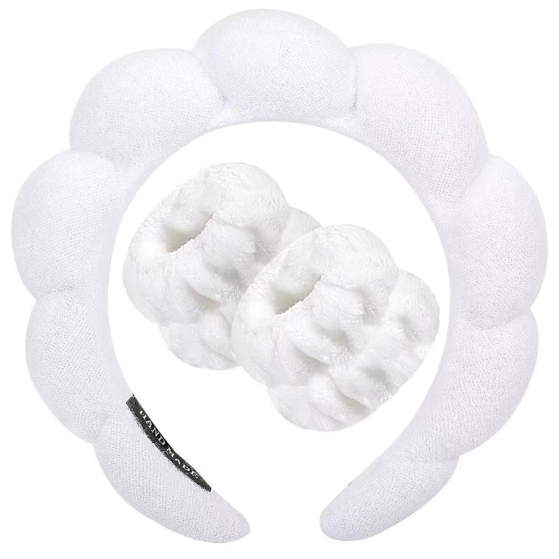 3 Piece Luxury Fiber Spa Headband and Wristband Set - Soft and Comfortable - Face Wash, Makeup Women's Hair Accessories Set