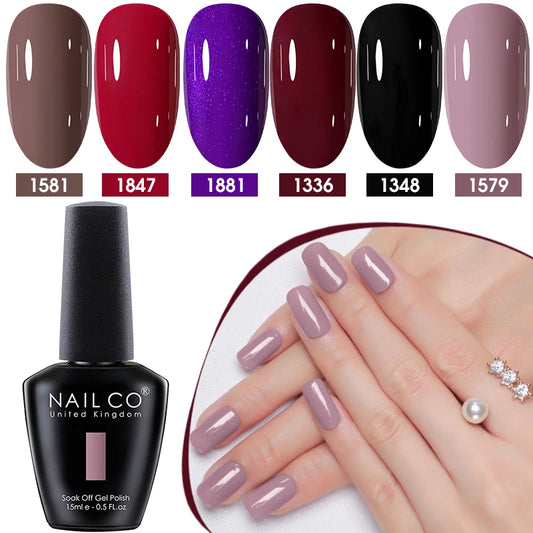 NAILCO 15ml Gel Polish Hema TPO Free Nail Art Semi Permanent UV Varnish Gel Manicure Top Coat Hybrid Gel Glue Nails Supply Ongle