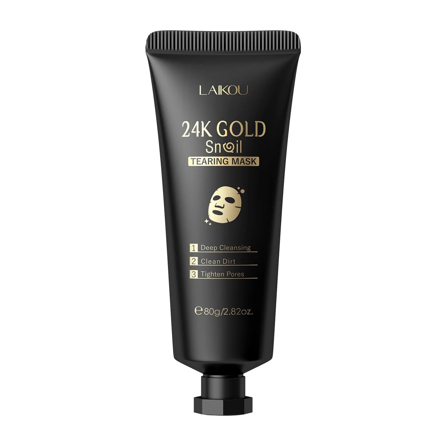 LAIKOU 50/80g 24K Gold Snail Tearing Mask Deep Cleansing Tighten Pores Firming Skin Oil-Control Whitening Moisturizing Skin Care