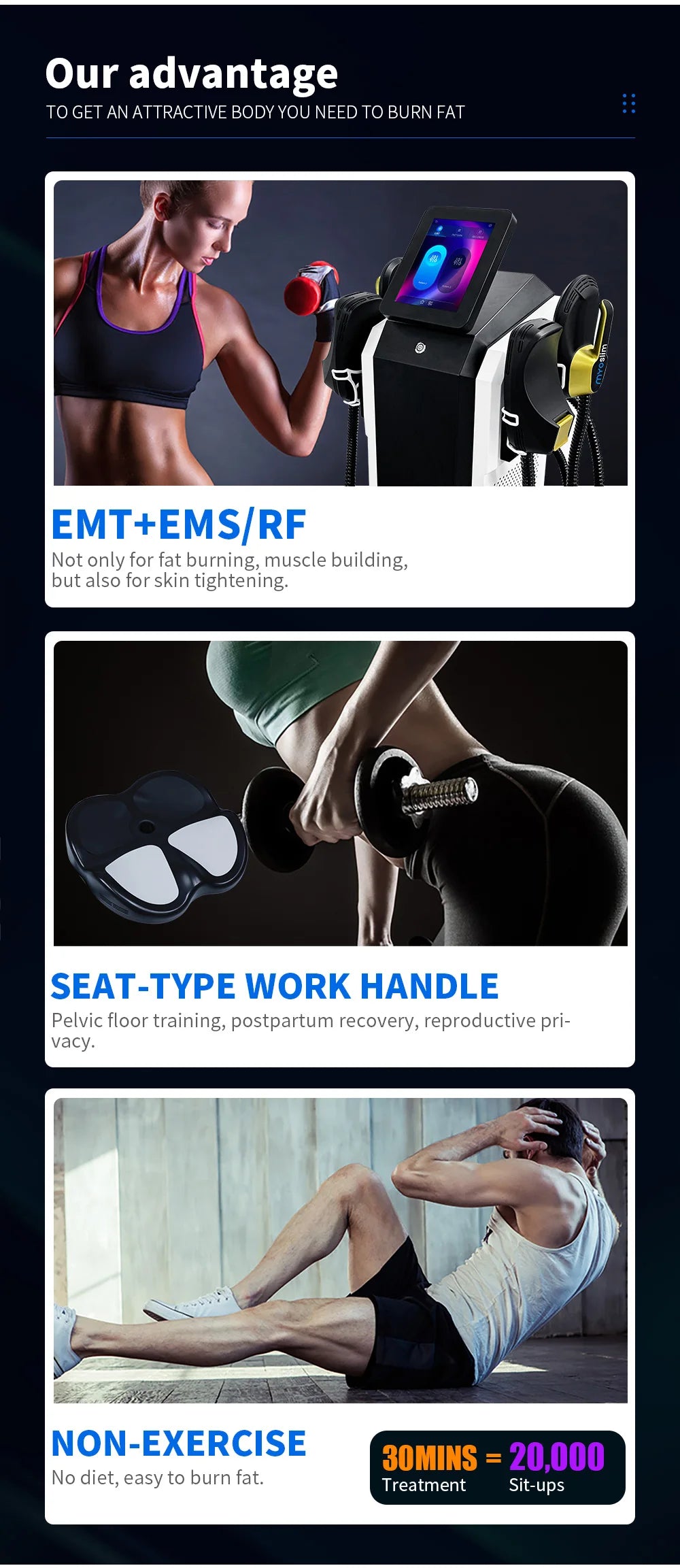 EMS Weight Loss Stimulating Muscle Slimming Fat Removal Muscle Fitness Sculpting MYOslim Machine 4 Handles Beauty Salon