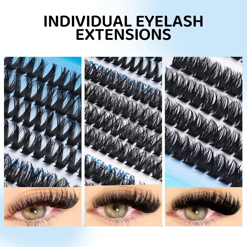 DINGSEN Eyelashes Cluster Soft Individual Lashes Eyelashes Extensions Volume DIY Eyelashes Kit Thick Cluster Eyelash Makeup