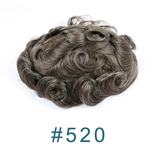 Realistic Men's Toupee Durable NPU Bond Gray Male Human Hair Prosthesis Capillary System Natural Hairline Comfortable Fine Mono