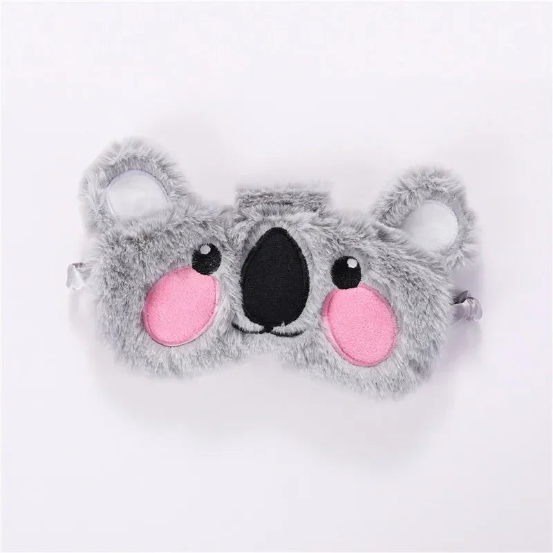 Plush Sleep Mask Cute Koala Rabbit Sort Blindfold Eye Band Aid Cover Night Dream Mask Cotton Bandage  for Sleeing Relax