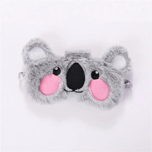 Plush Sleep Mask Cute Koala Rabbit Sort Blindfold Eye Band Aid Cover Night Dream Mask Cotton Bandage  for Sleeing Relax