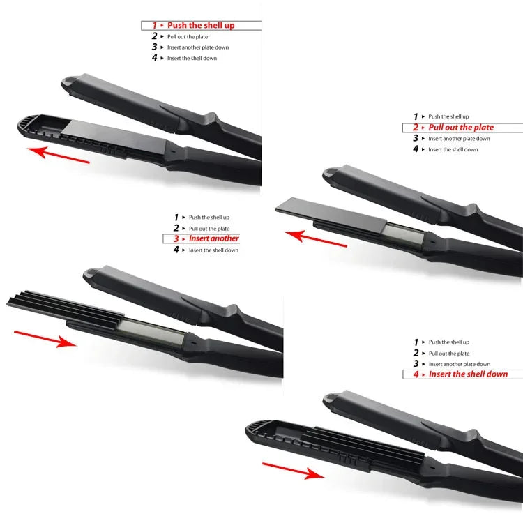 Hair Straightener Flat Iron 4-in-1 Interchangeable Plates Fast  Electric Ceramic Hair  Wave Hair Styling