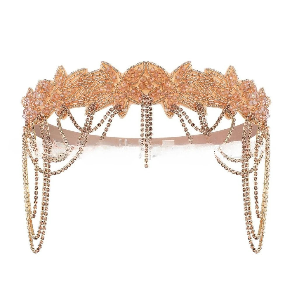 1920s Headband - Great Gatsby Rhinestone Fringe Hair Accessory