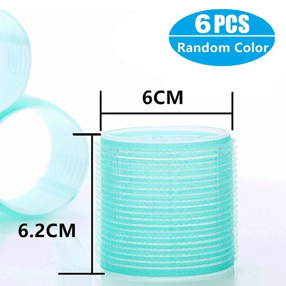New 6Pcs/Bag Hair Rollers Self Grip Hooks Hair Curlers Heatless Rollers Salon Dressing Curlers Sticky Hair Styling Tools Jumbo