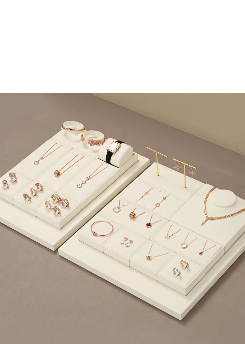 Oirlv Fashion Microfiber Jewelry Display Organizer Props Ring Pendant Necklace Holder Jewelry Rack Display Stand Sets Showcase