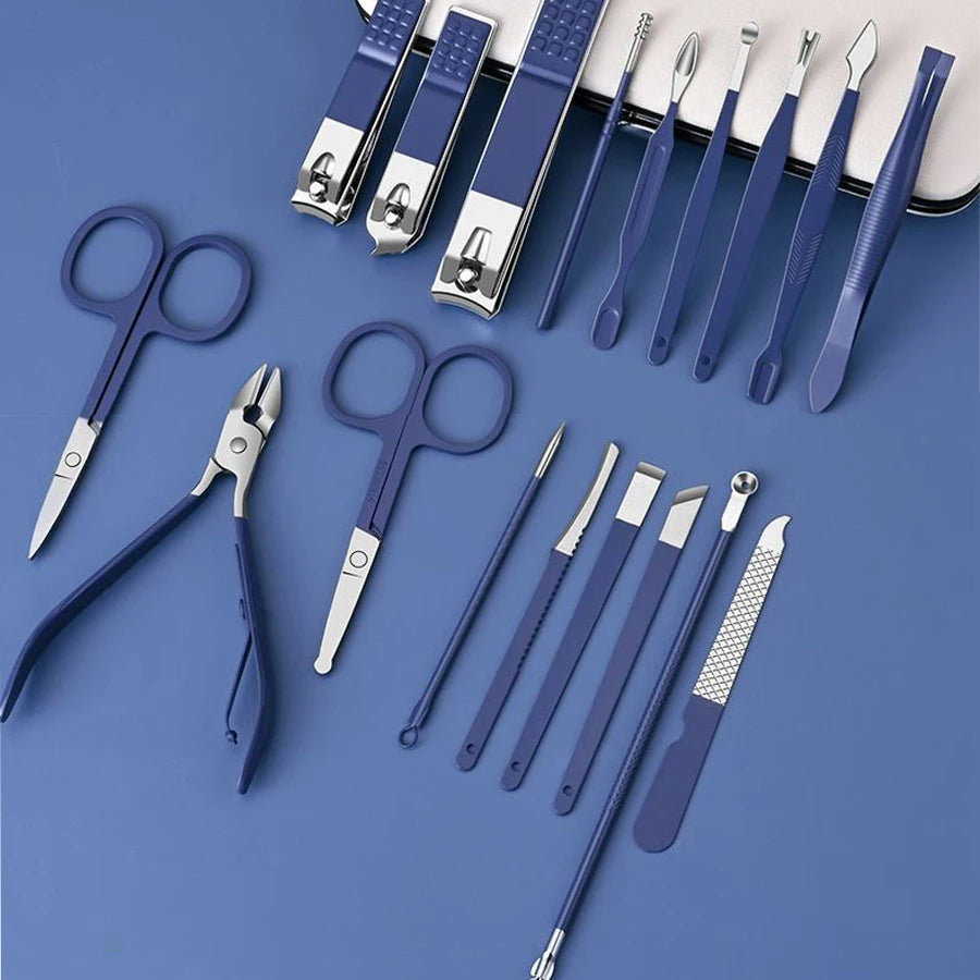 Professional Manicure Set 7-18 PCS Stainless Steel Nail Clipper Set Thick And Hard Nail Trimmer For Woman And Man Portable Set