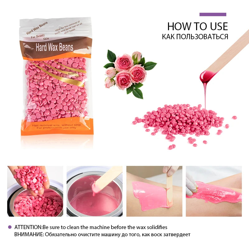 500g/200g/50g Hard Wax Beans For Body Hair Removal Versatile Painless Wax Warmer Waxing Beans for Wax Heater Machine Unisex