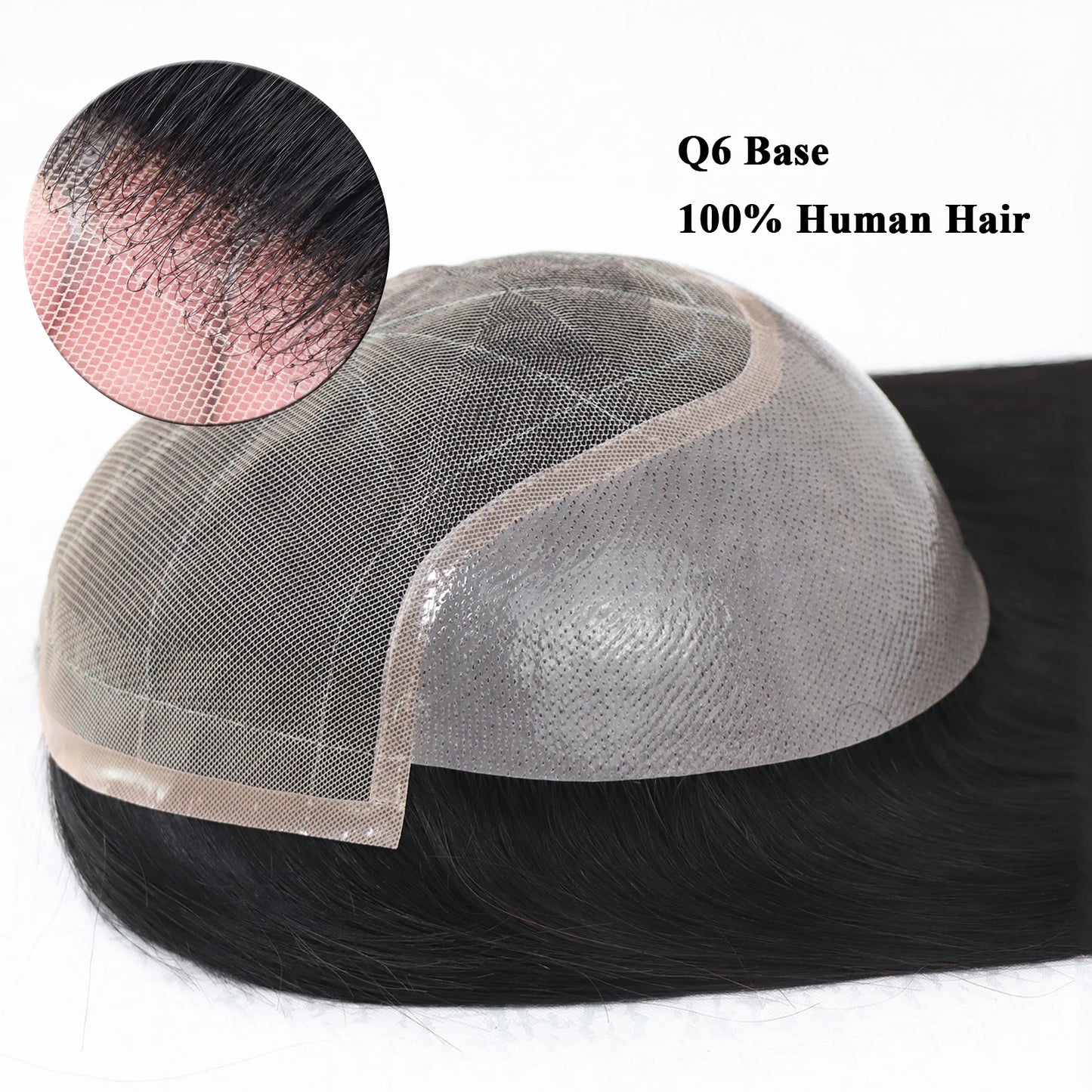 Black Human Hair Man Toupee Lace Pu Base Toupee For Men 16" Long Straight Human Hair Mens Wigs Replacement Systems Hair Piece