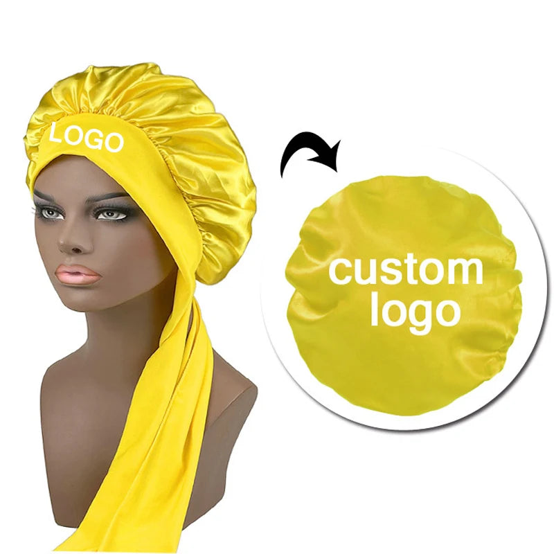 100 Mulberry Silk Hair Bonnet Personalize Logo Satin Sleeping Cap 10-50Pcs Wholesale Overnight Hair Protect Bonnets Anti-Frizzy
