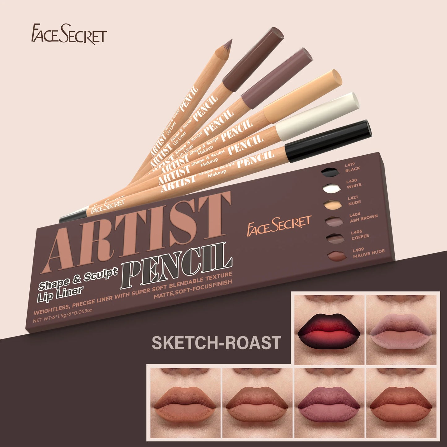 Thanks Giving Day Gift:6Pcs Lipliner Set,Nude/Pink/ Coffee Tones,Waterproof, Longlasting,Silk,Easy To Color,Women Makeup Combo,