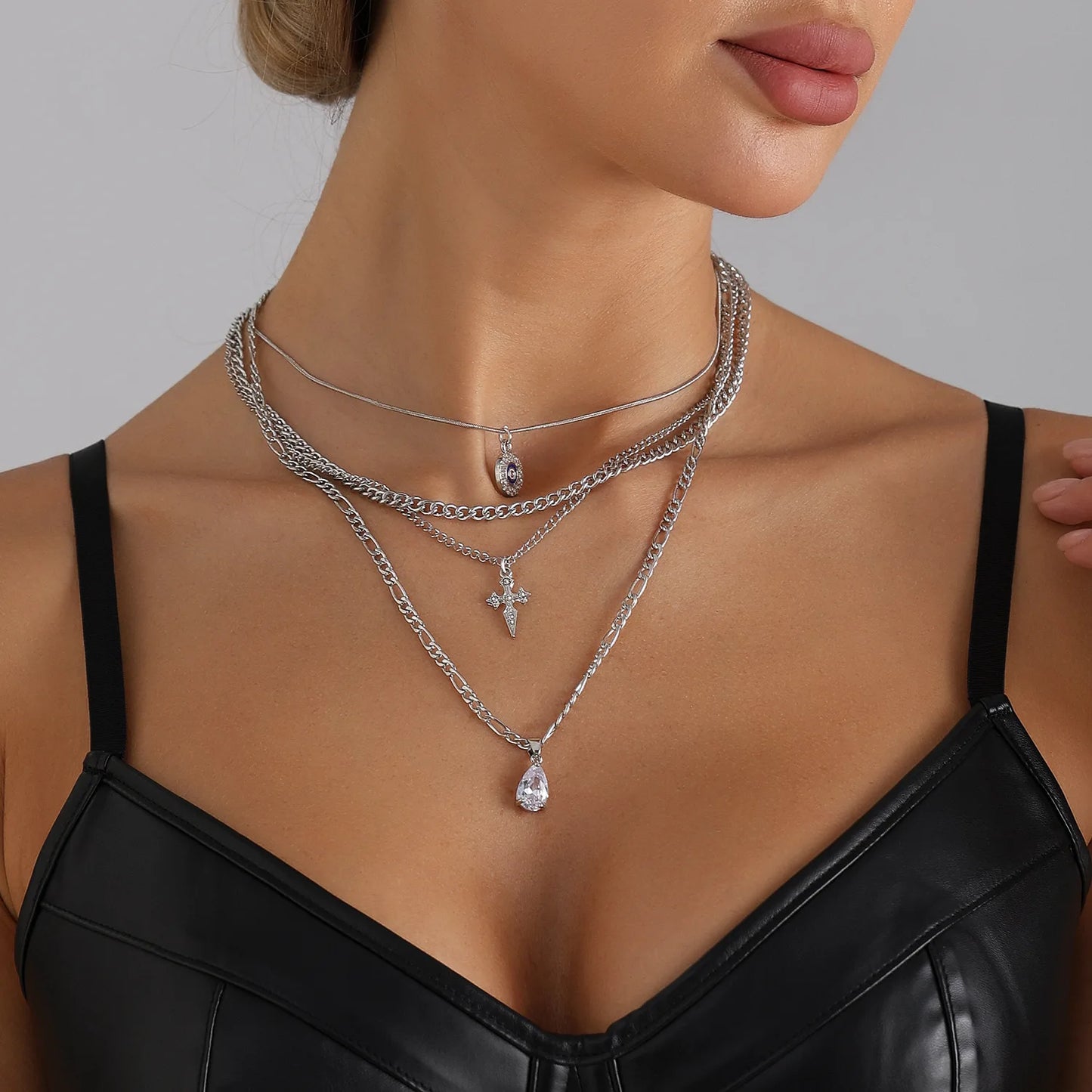 Geometric Multi Star Charm Necklace Women's Luxury Fashion Spicy Girl Style Jewelry Accessories