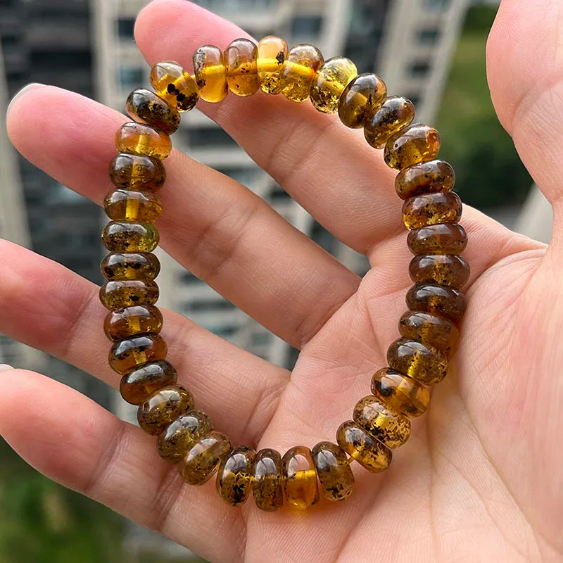 Baltic Plant Amber Bracelet for Women Gift Unique Handmade Irregular Golden Beads New Natural Stone Jewelry Supplier Wholesale