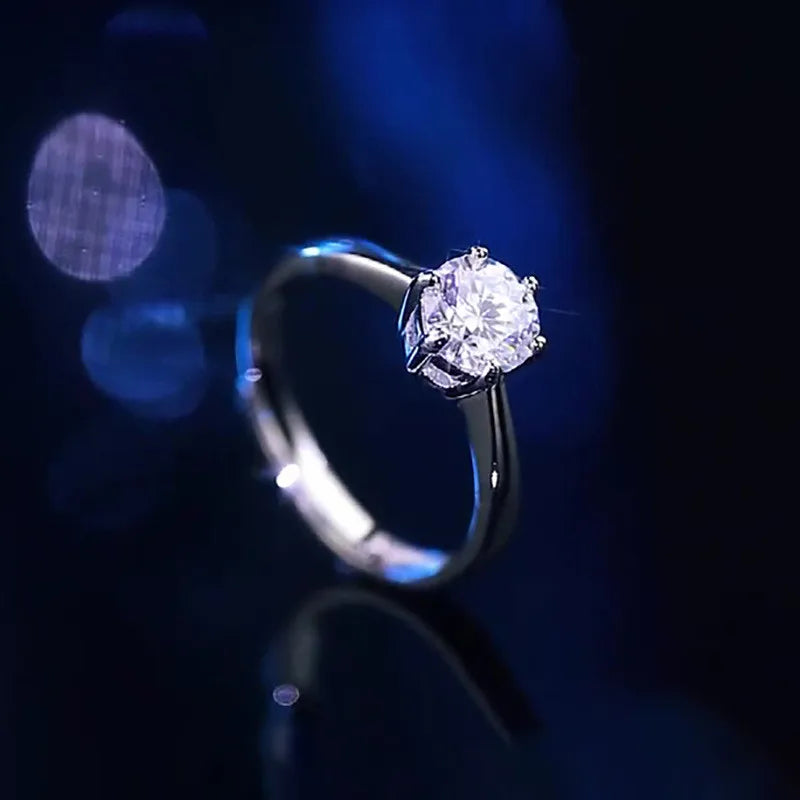 Luxury 925 Sterling Silver Classic Ring for Women Eight Hearts and Eight Arrows Zircon Gold Plated Six Claw Ring