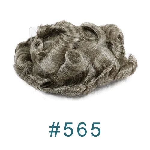 Realistic Men's Toupee Durable NPU Bond Gray Male Human Hair Prosthesis Capillary System Natural Hairline Comfortable Fine Mono