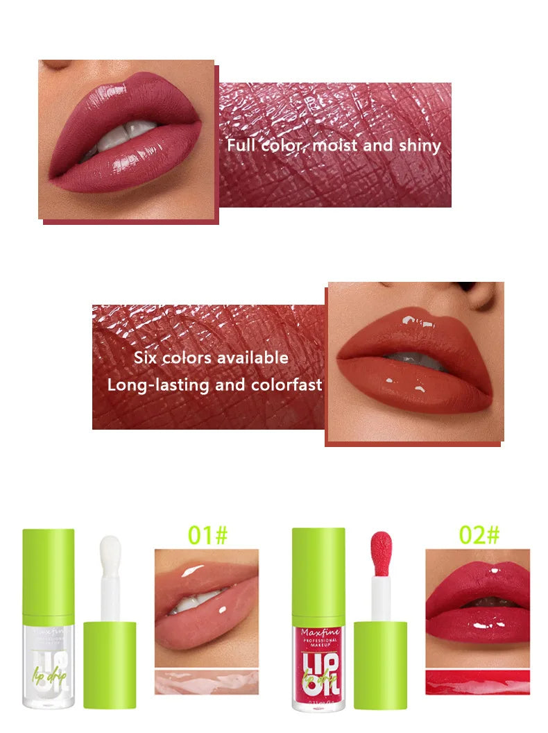 Water gloss mirror oily lip gloss lipstick with long-lasting color retention and non stick cup nude color lip essential oil