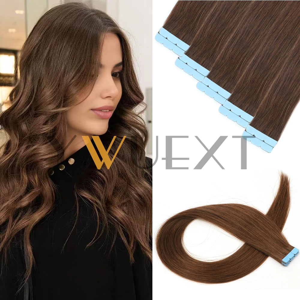 Mini Tape In Human Hair Extensions 12"-24" Machine Remy Skin Weft Adhesive Tape Hair Natural Black Brown Blonde Tape Ons 10pcs