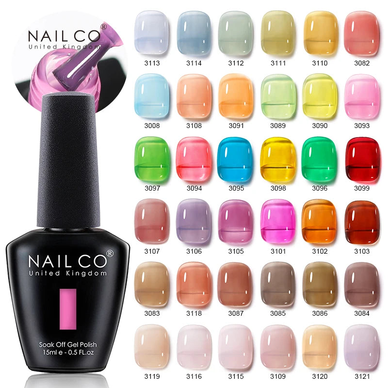 NAILCO 15ml Translucent Gel Nail Polish Semi-permanent Enamels Varnish For UV Nails Art Hybrid LED Nail Gel Transparent Manicure