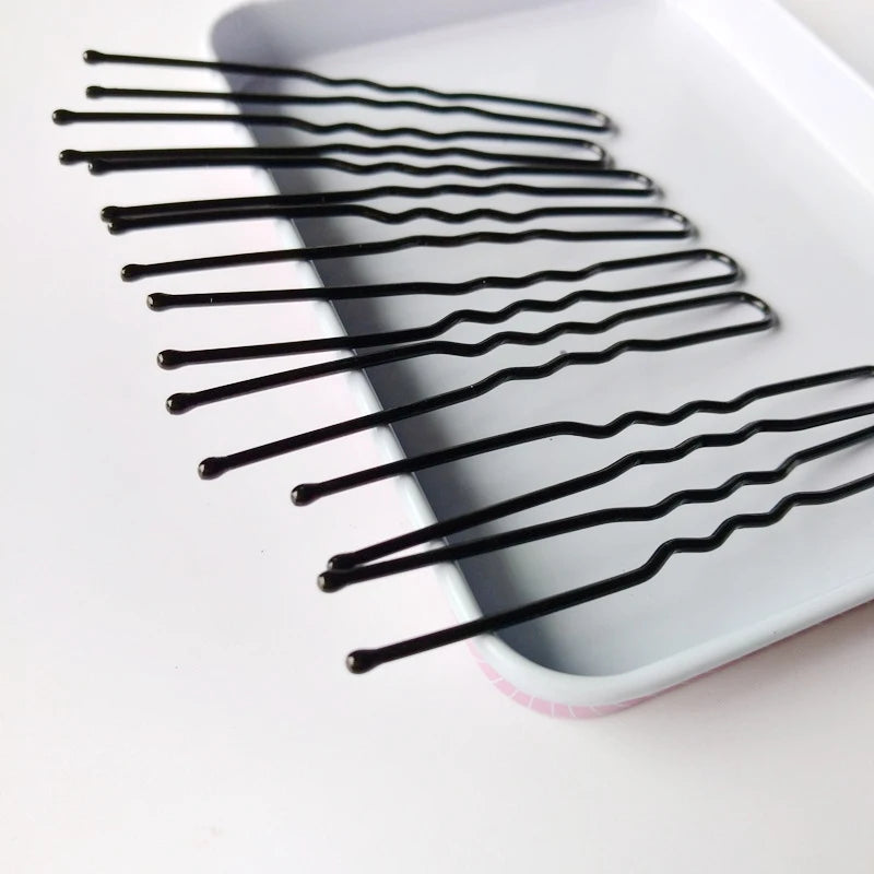 50Pcs 5/6/7cm Hairpins Black Color U Shaped Alloy Waved Hair Clip For Women Bridal Hairstyle Body Pin Girls Styling Accessories