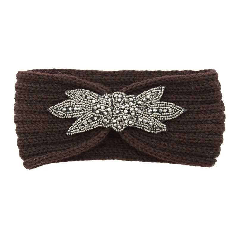 Knitted Rhinestone Butterfly Headband - Fashionable Hair Accessory