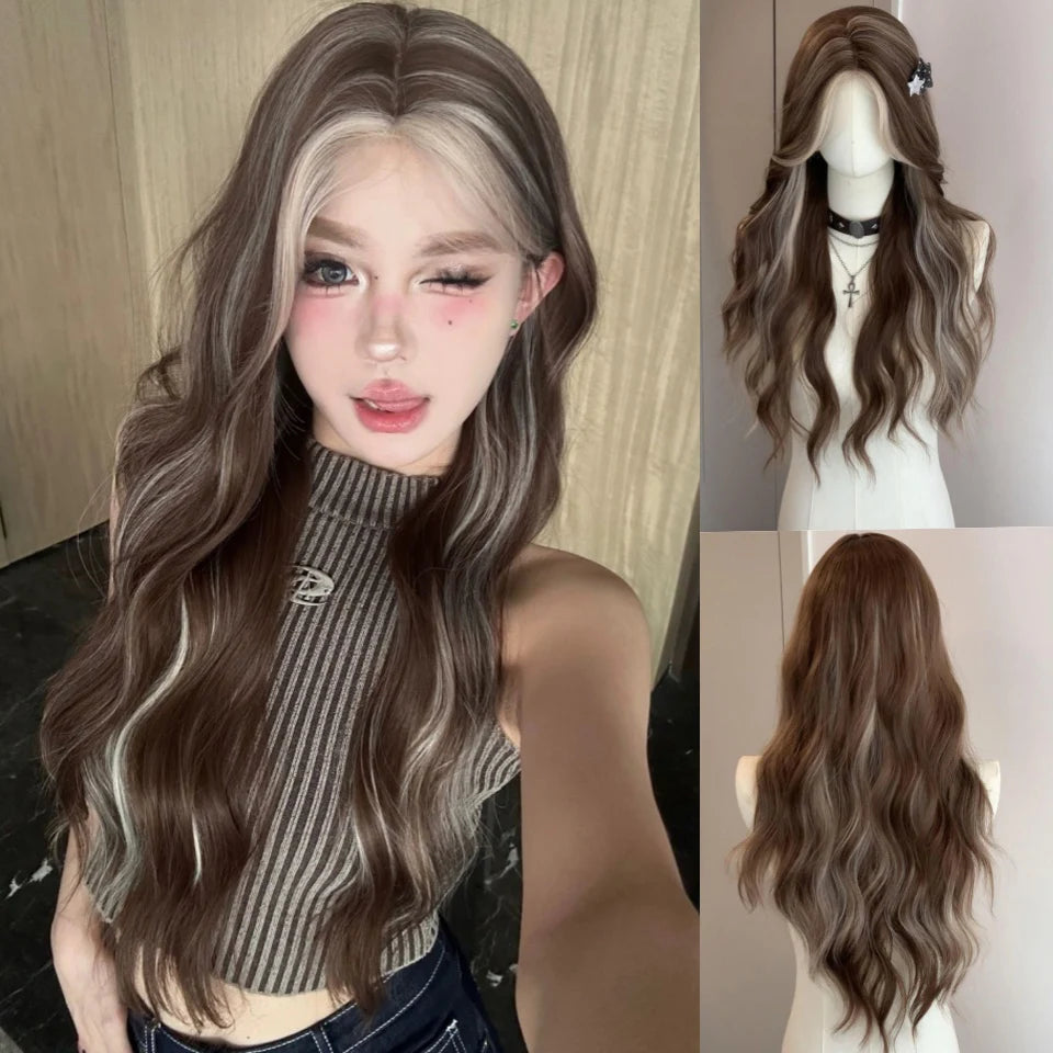 Platinum Blue Gradient Long Curly Wig - Heat Resistant Synthetic Cosplay