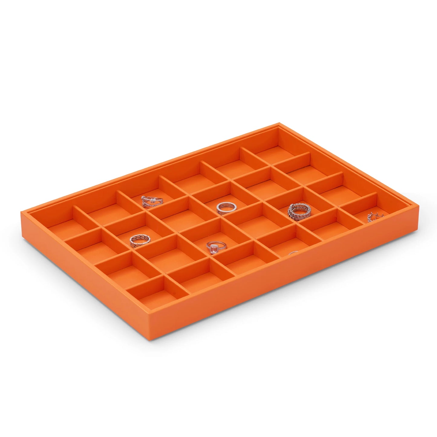 Oirlv New Luxury Orange Leather Stackable Jewelry Tray Jewelry Drawer Organizer Trays Rings Earrings Storage Display Props