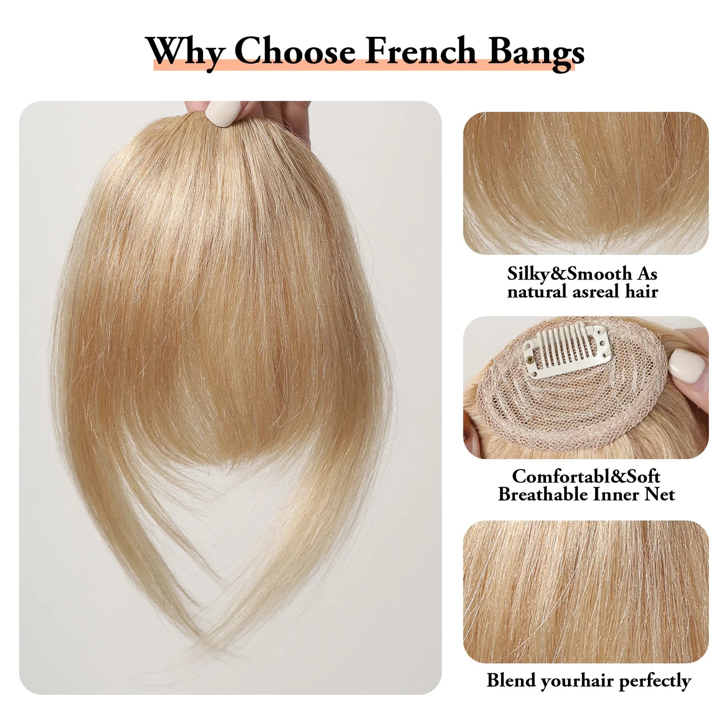 Human Hair Bangs Fringe Hairpieces Blunt Cut Natural Air Bangs Over Head Clip In Hair Extensions Black Brown Remy Hair for Women