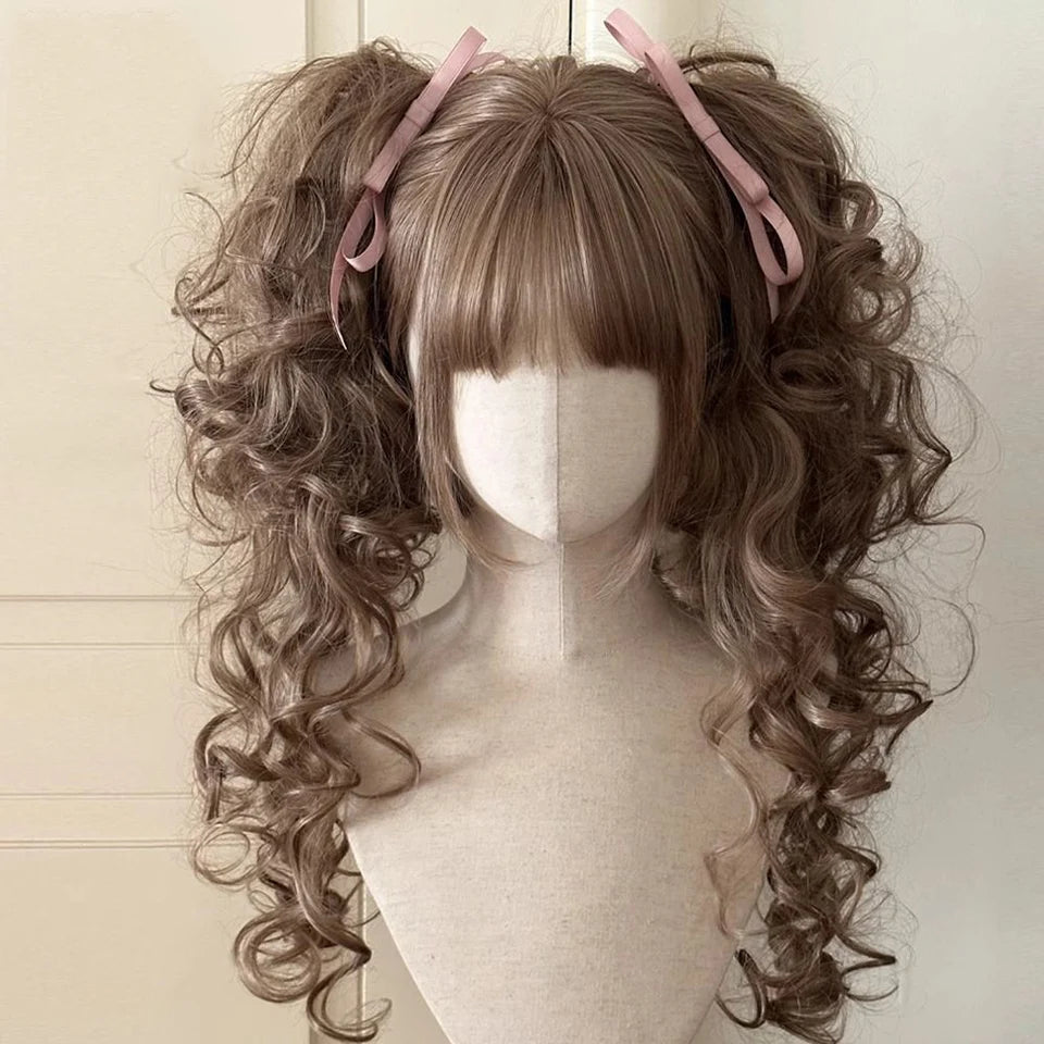 Platinum Blue Gradient Long Curly Wig - Heat Resistant Synthetic Cosplay