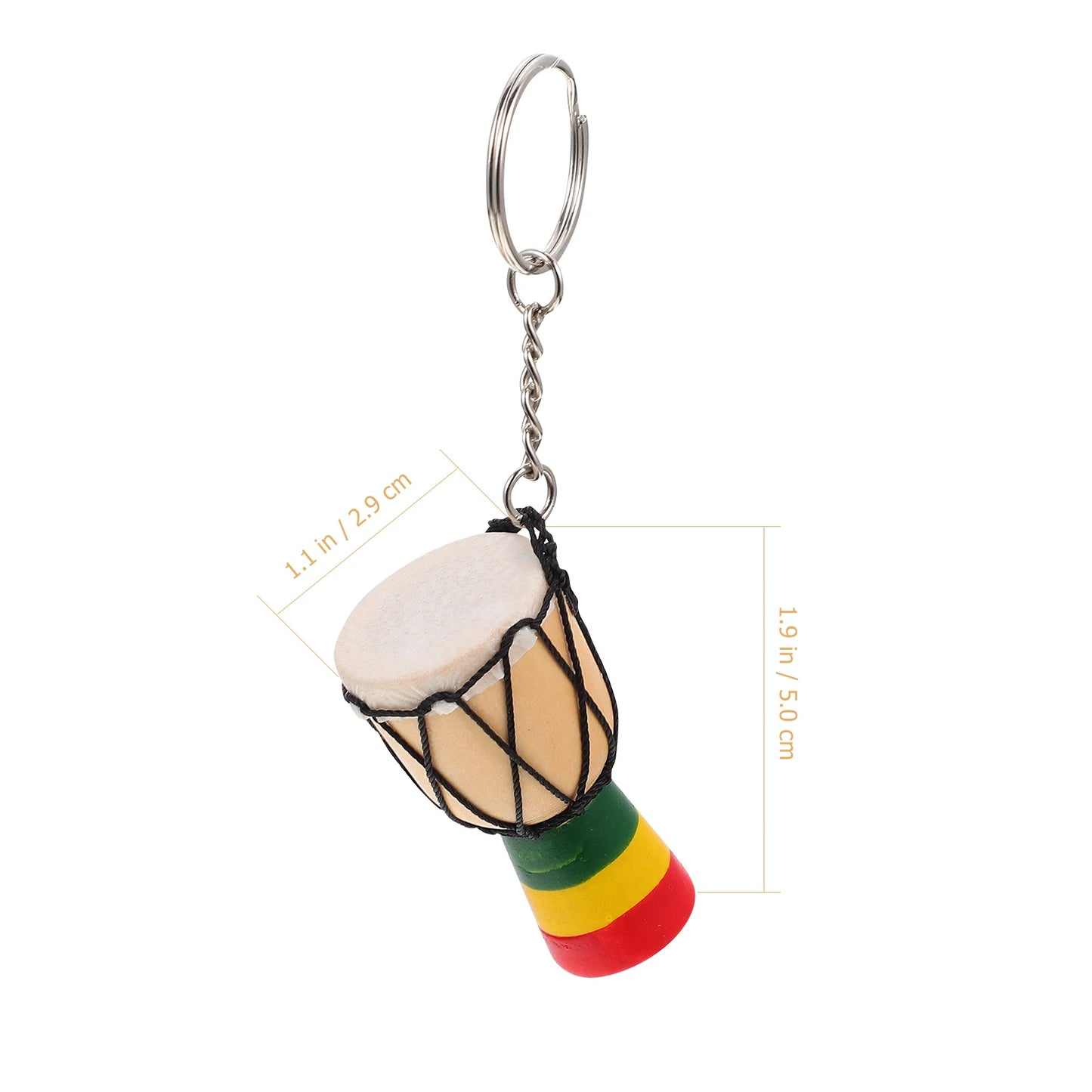3pcs African Drum Keychains Lovely Key Chain Pendant Handbag Decor Backpack Pendant Wooden Djembe Retro Ring Mini Shape Durable