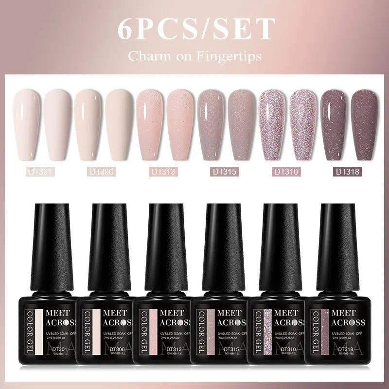 6pcs Gel Nail Polish Set HEMA Free 7ml Semi Permanent Soak Off UV Gel Varnish Nail Art Decoration Christmas Nails Nail Supplies