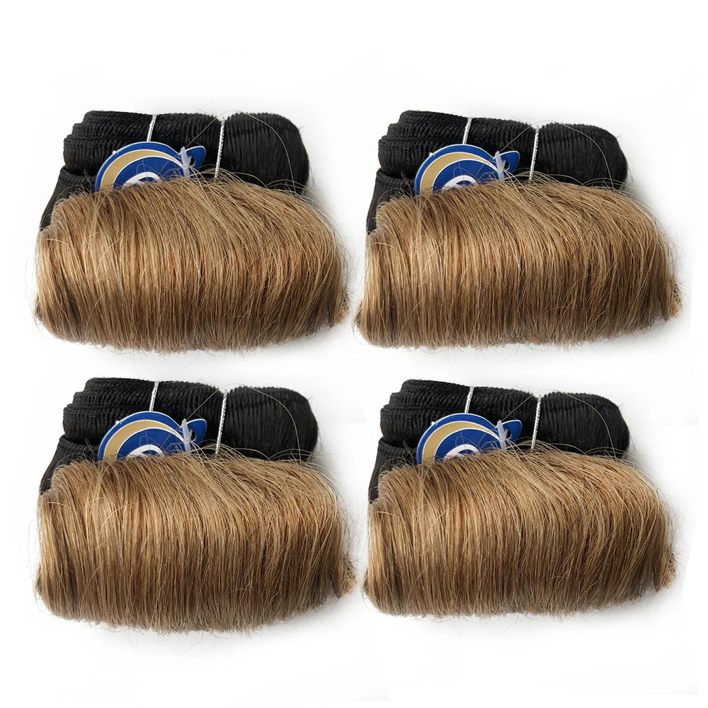 4Pcs/Lot Blonde Curly Bundles 100% Human Hair Ombre Color 1B 27 30 99J Brazilian Remy Hair Weave Bundles Human Hair Extension