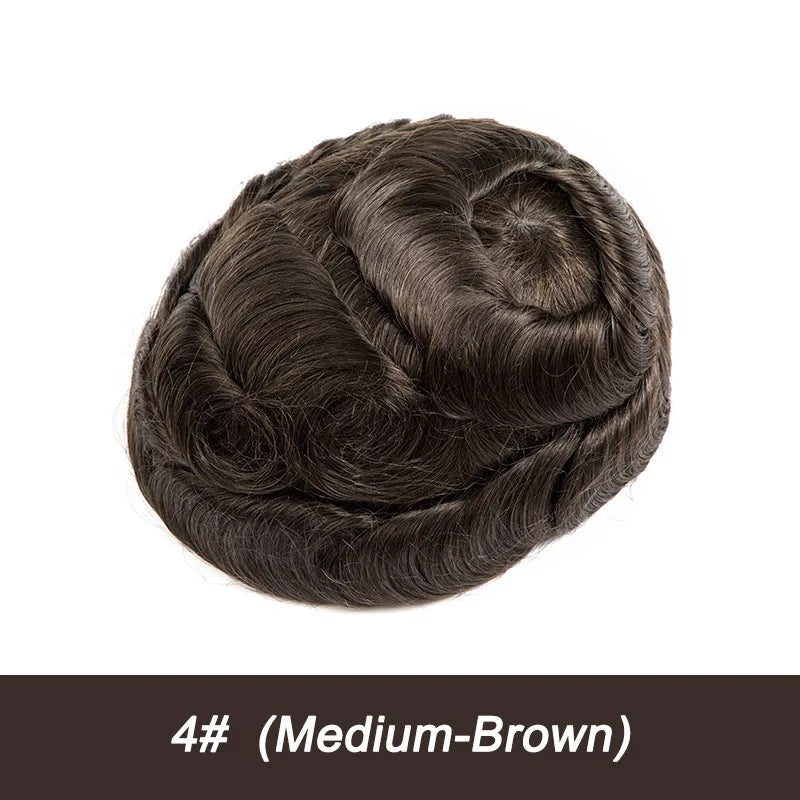 Full Swiss Lace Toupee Ultra Delicate AIR-Lace Male Hair Prosthesis Breathable 100% Natural Human Hair System Unit Mens Wig