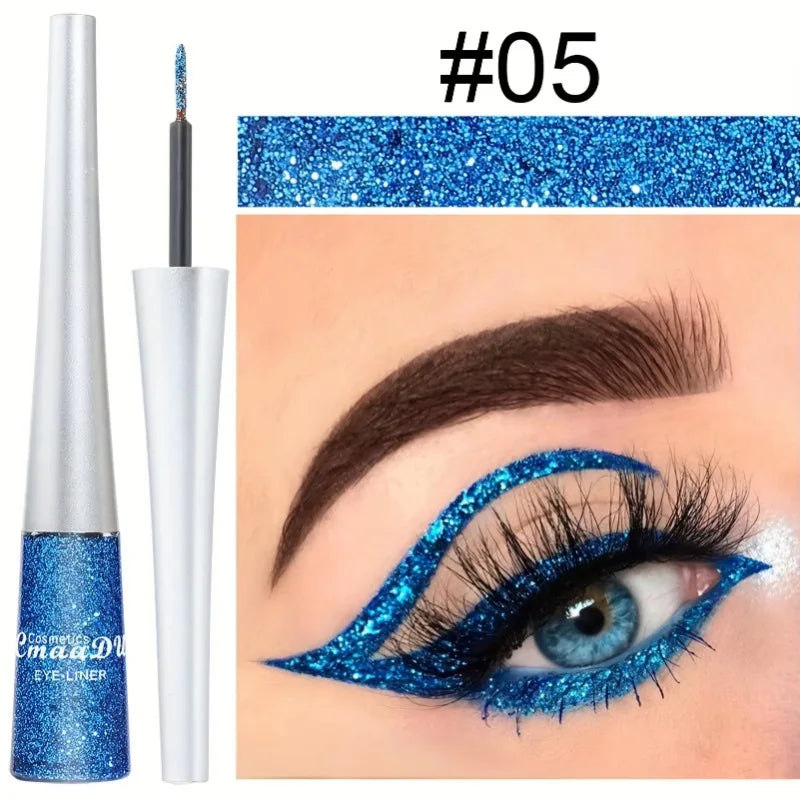 1PC Glittering Liquid Eye Shadow, Eyeliner, Pearlescent Sequins, High Saturation, Easy Makeup Removal, Suitable for Festivals