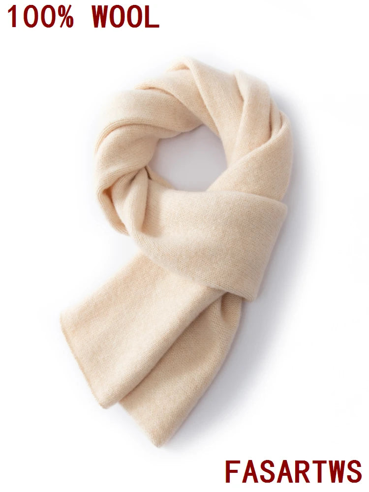 100% Wool Winter Scarf - Knitted Shawl Wrap