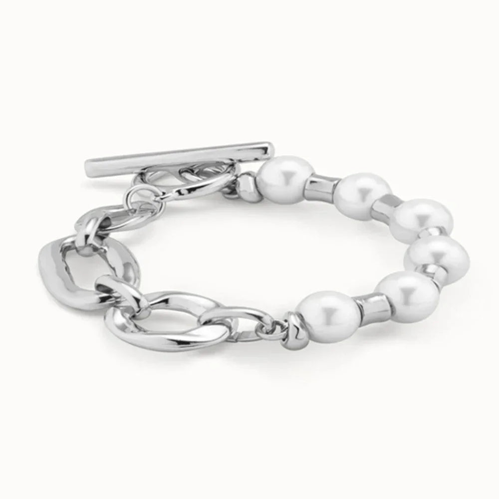 Summer Vacation Style Pearl Silver Chain Patchwork Bracelet, Suitable for Women's Accessories, Giving Girls Holiday Gifts